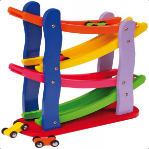 Drewniany tor samochodowy dla dzieci - piętrowy tor wyścigowy dla dzieci Small Foot 